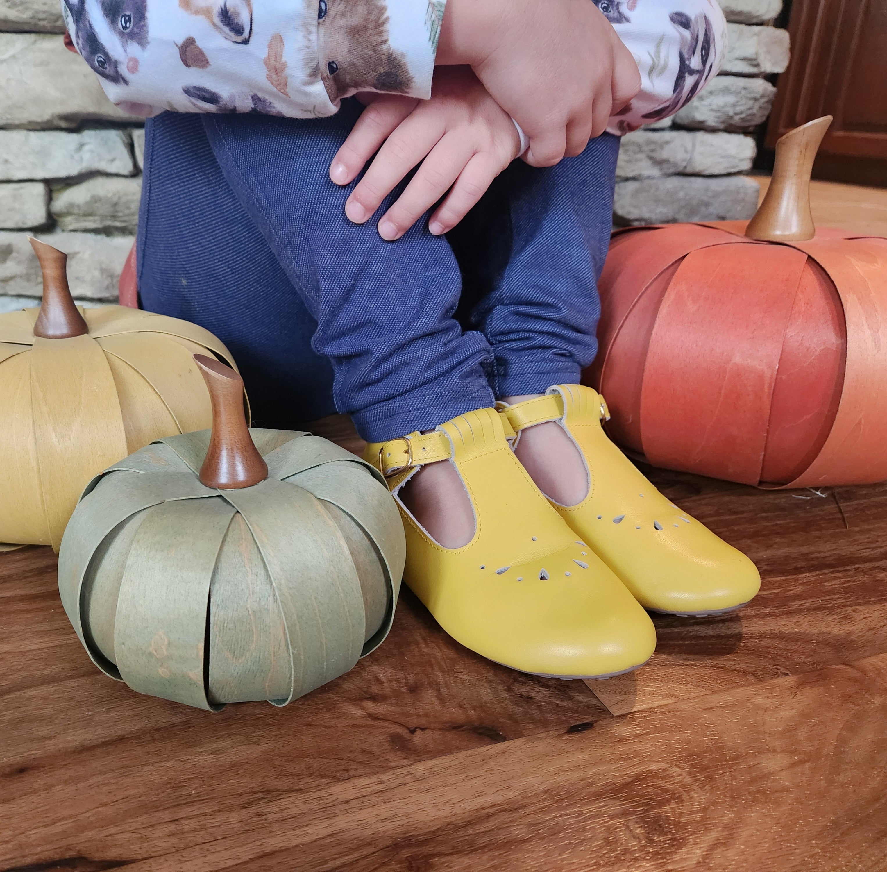 AUBREIGH Children's T-Strap in Mustard