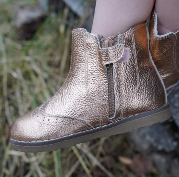 LIARA Children's Boot in Rose Gold Metallic Leather